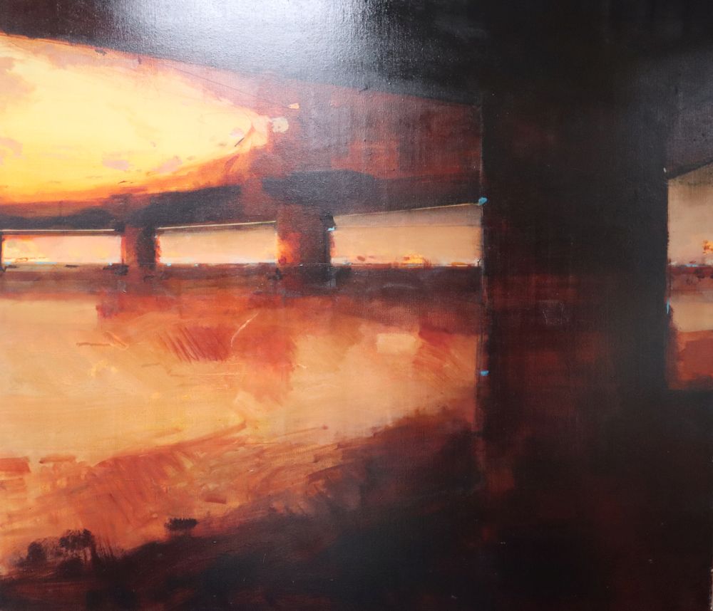 Chris Farrell (1971-), oil on canvas, Phobos 2, inscribed verso, 107 x 122cm, unframed